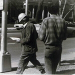 Detail of Documentation of performance, Colony Square, Atlanta, GA, mixed mediums, 18 x 24 inches, 1974