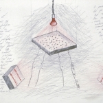 <i>Death Rattle</i> (alternate installation plan), pencil and color pencil on paper, 12 x 19 inches, 1978