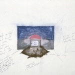 <i>Morning Watch</i> (alternate installation plan), pencil and color pencil on paper, 12 x 19 inches, 1978