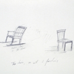 <i>Two Chairs...</i> (alternate installation plan), pencil and color pencil on paper, 12 x 19 inches, 1978