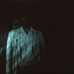 <i>Dual Language/Language Duel</i>, image of projection, w/ Michelangelo Pistoletto, mixed medium installation, 1980