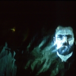 <i>Dual Language/Language Duel</i>, image of projection, w/ Michelangelo Pistoletto, mixed medium installation, 1980