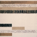 <i>Untitled</i>, string, twigs, sand, sawdust and acrylic medium on unprimed canvas, 60 x 38 inches, 1973