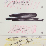 Detail, Working Drawing for textual component of <i>Hard Felt</i>, 24 x 18 inches, mixed mediums on clay-coated paper, 1977