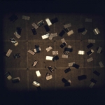 <i>Untitled</i>, tape, string and projection installation (with projection), Joseloff Gallery, Hartford Art School, University of Hartford, 1975