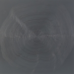 <i>Trace: Line segments sharpened twice per revolution (horizontal)</i>, 12 x 12 inches, graphite and flat spray enamel on rag paper, 2002