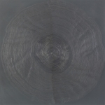 <i>Trace: Line segments sharpened twice per revolution (vertical)</i>, 12 x 12 inches, graphite and flat spray enamel on rag paper, 2002