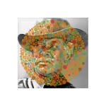 <i>Ward Bond / Ishihara 28 (Unlettered)</i>, pigmented ink on glossy paper with UV laminate, 18 x 18 inches, 2013