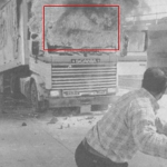 Source image, <i>Fire in Falluja</i> (red box indicates area of sample), New York Times, 2004